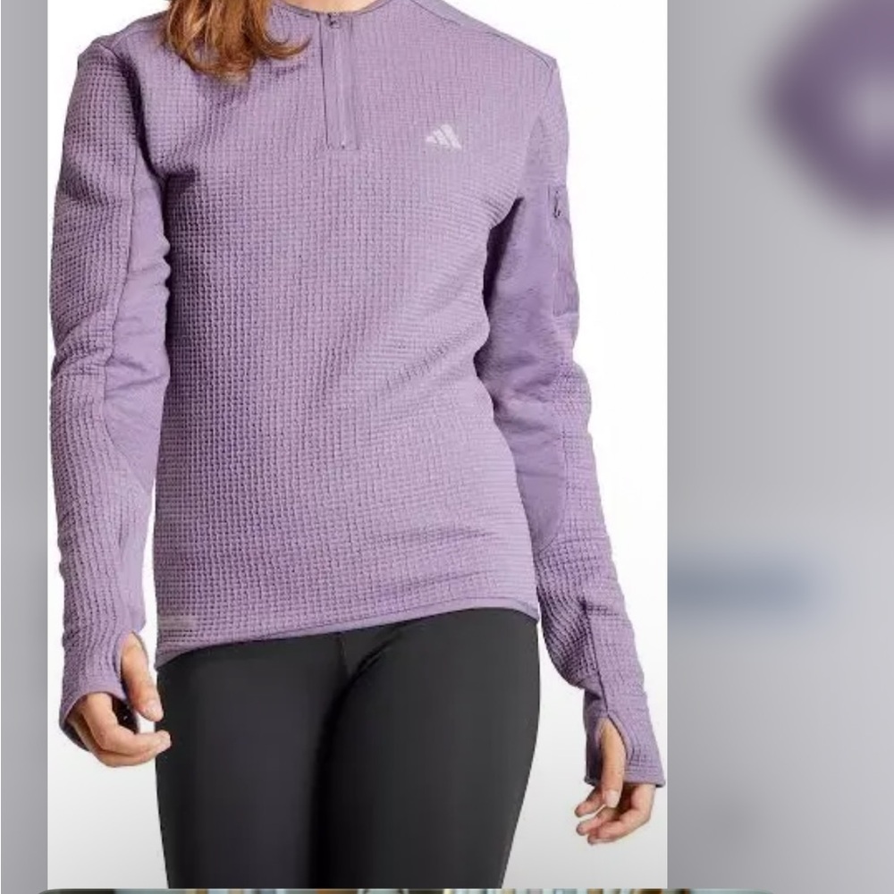 Adidas COLDRDY Women's Lavender Waffle Knit Pullover
